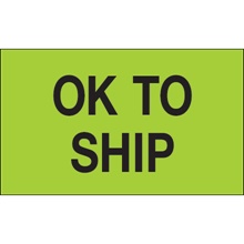 3 x 5" - "OK To Ship" (Fluorescent Green) Labels