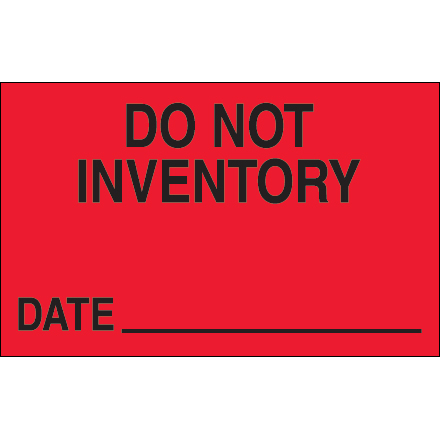 1 1/4 x 2" - "Do Not Inventory - Date" (Fluorescent Red) Labels