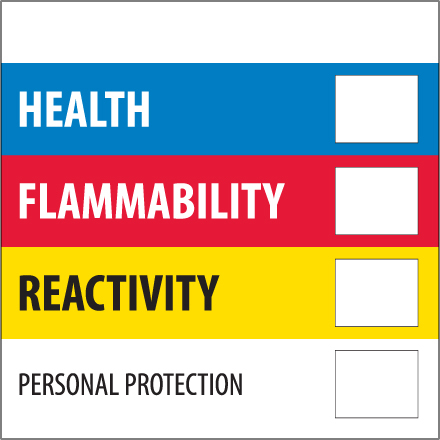 4 x 4" - "Health Flammability Reactivity"
