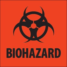 2 x 2" - "Biohazard" Fluorescent Red Labels