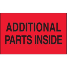 3 x 5" - "Additional Parts Inside" (Fluorescent Red) Labels