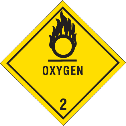 4 x 4" - "Oxygen - 2" Labels
