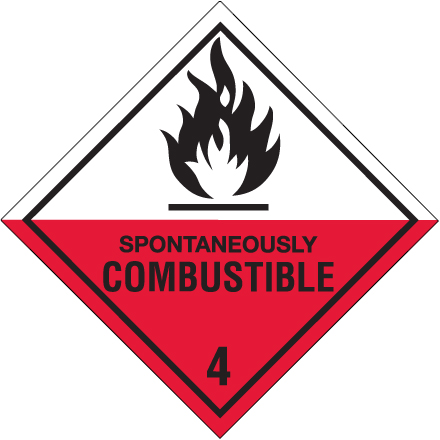 4 x 4" - "Spontaneously Combustible - 4" Labels