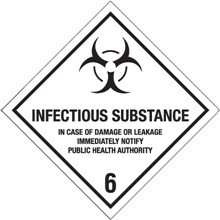 4 x 4" - "Infectious Substance - 6" Labels