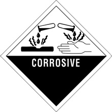 4 x 4" - "Corrosive" Labels