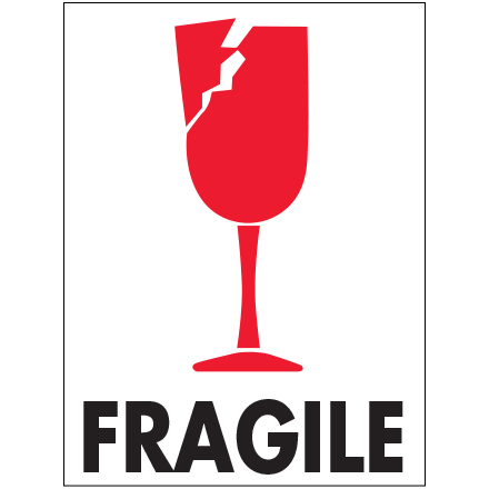 3 x 4" - "Fragile" Labels