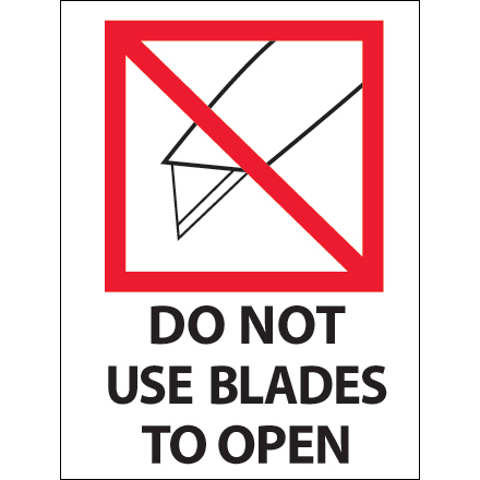 3 x 4" - "Do Not Use Blades to Open" Labels